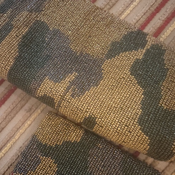 Moyna Camouflage Beaded Clutch and Coin Purse